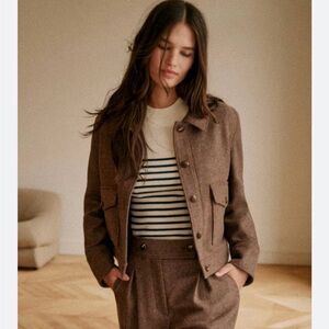 Sezane Terry Jacket in Taupe S 36 NWT